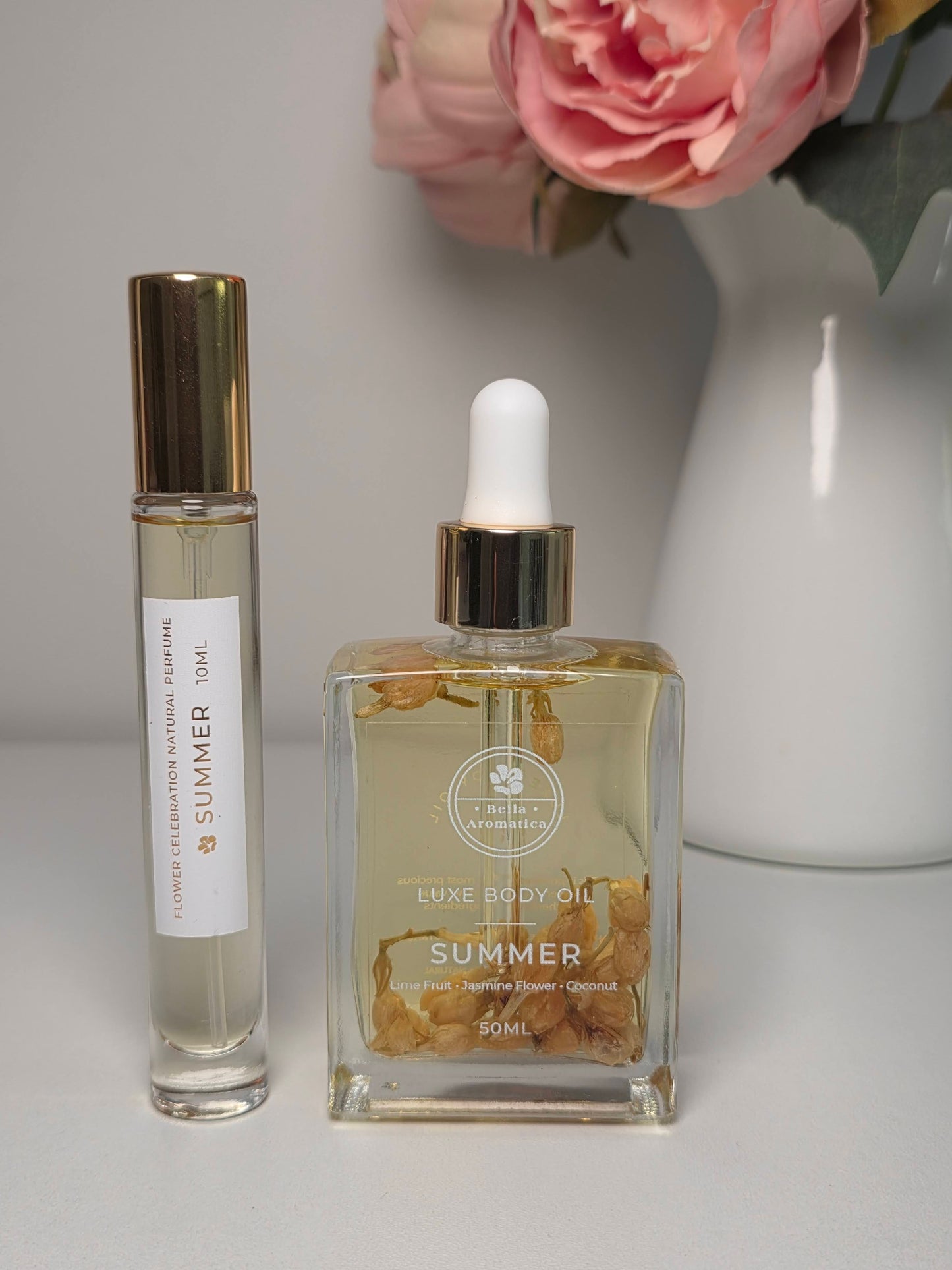 Summer Body Oil & Natural Perfume Gift Set - Four Season Flower Celebration